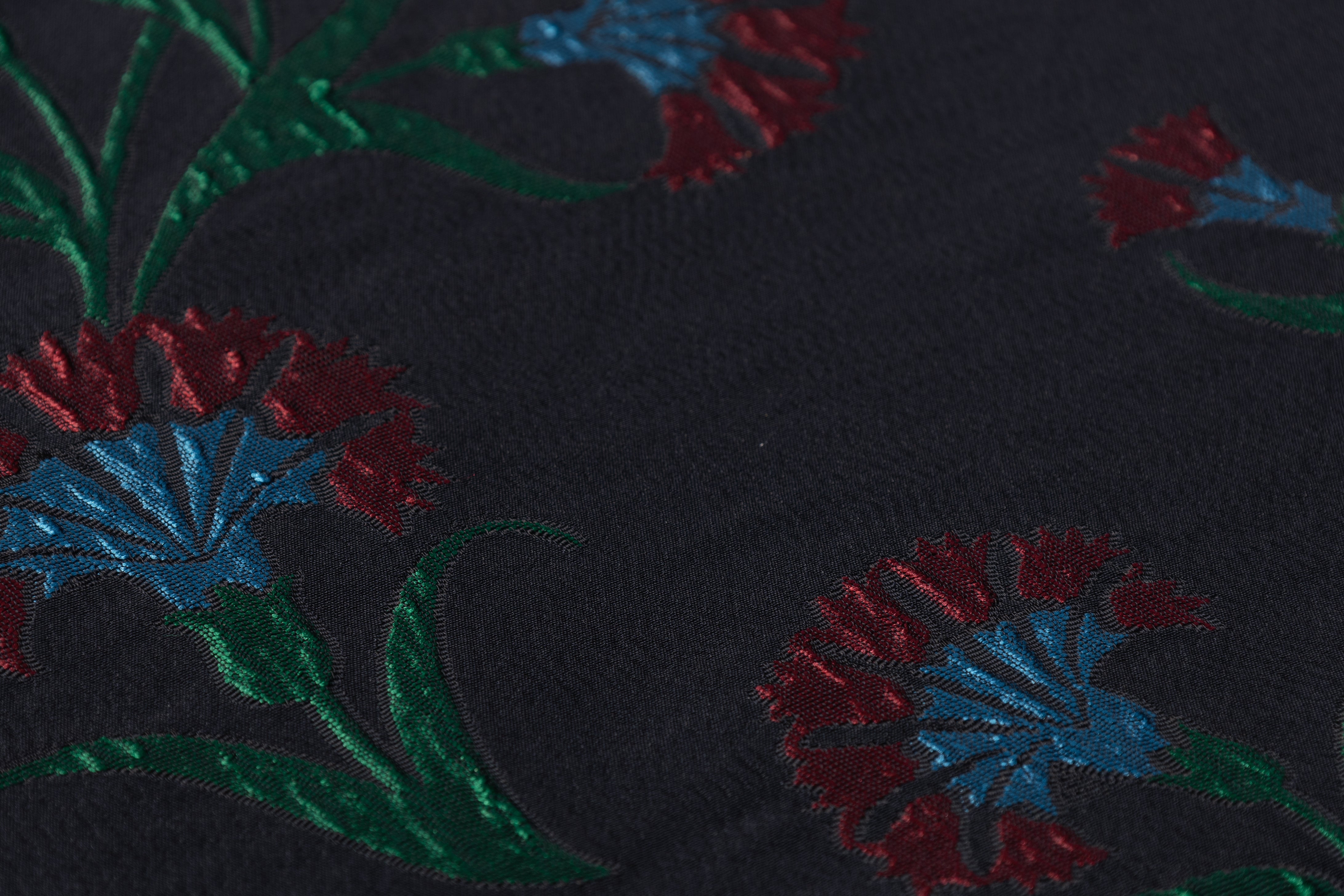 Floral Italian Brocade - Black / Red / Green / Blue