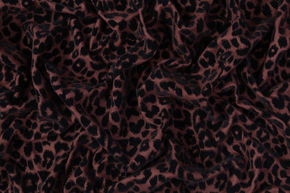 Double Faced Italian Wool with Cheetah Flocking - Wine