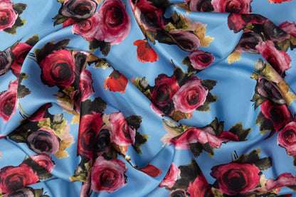 Emanuel Ungaro - Floral Printed Silk Wool Blend - Blue