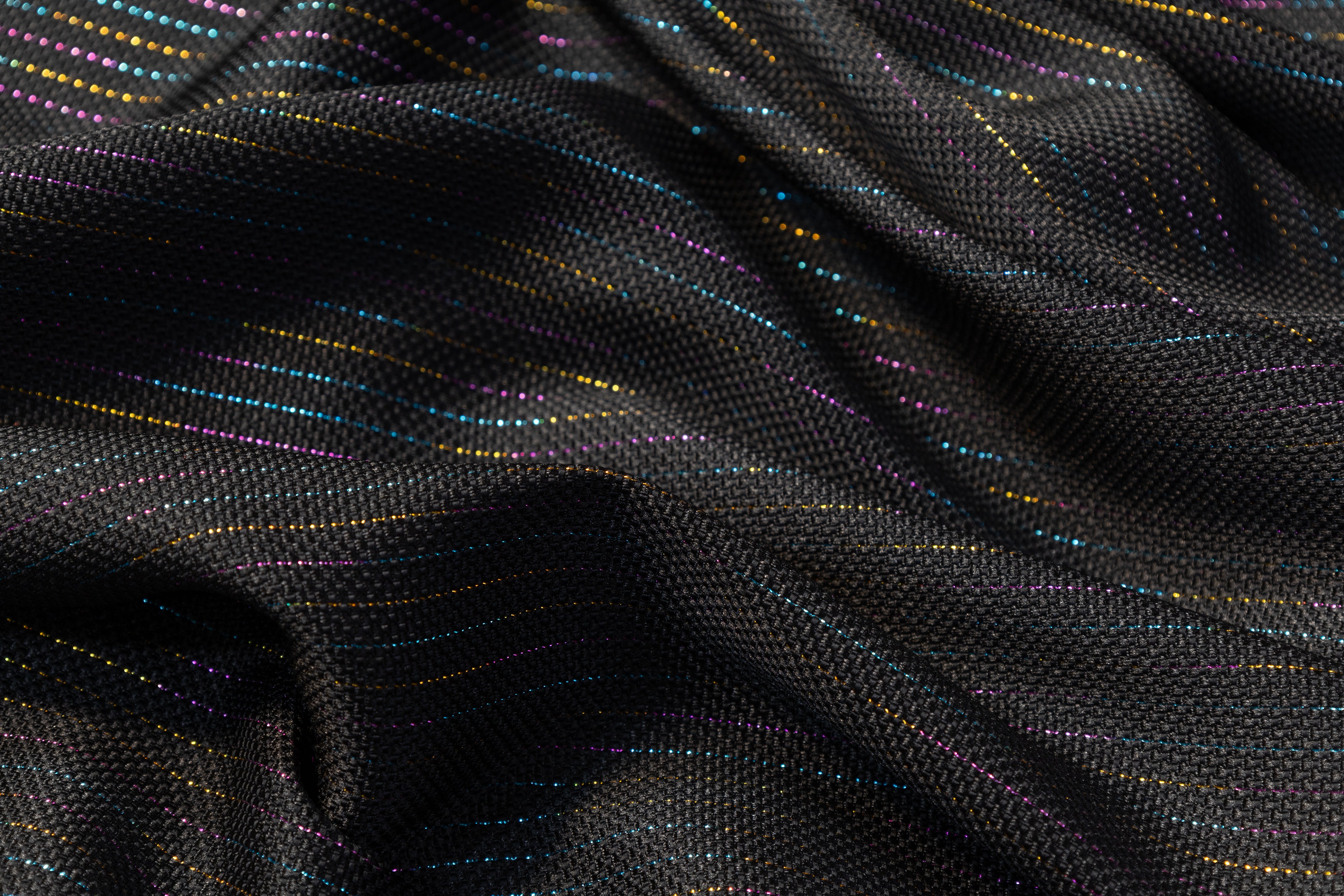 Metallic Striped Italian Brocade - Black