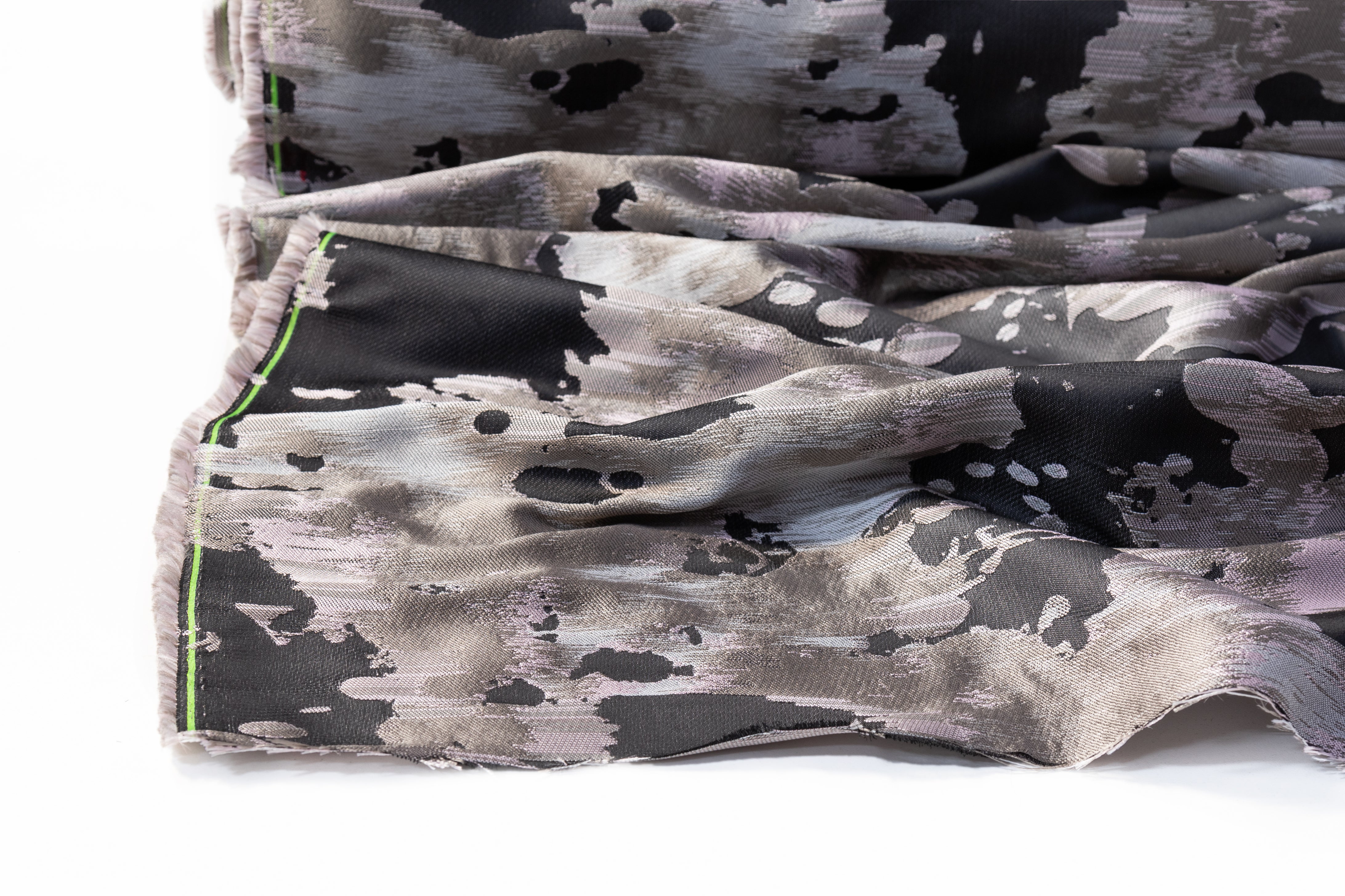 Abstract Italian Satin Brocade - Gray / Pink / Taupe