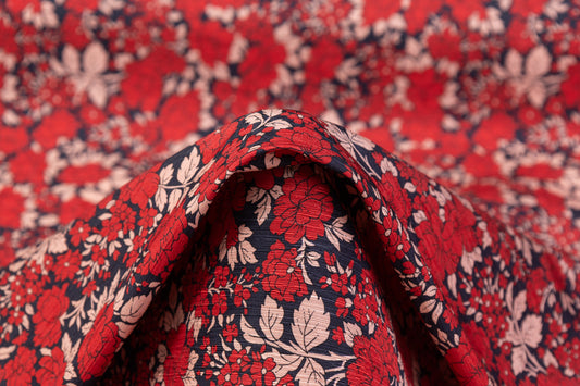 Emanuel Ungaro - Crinkled Silk Linen Blend - Red / Pink / Navy