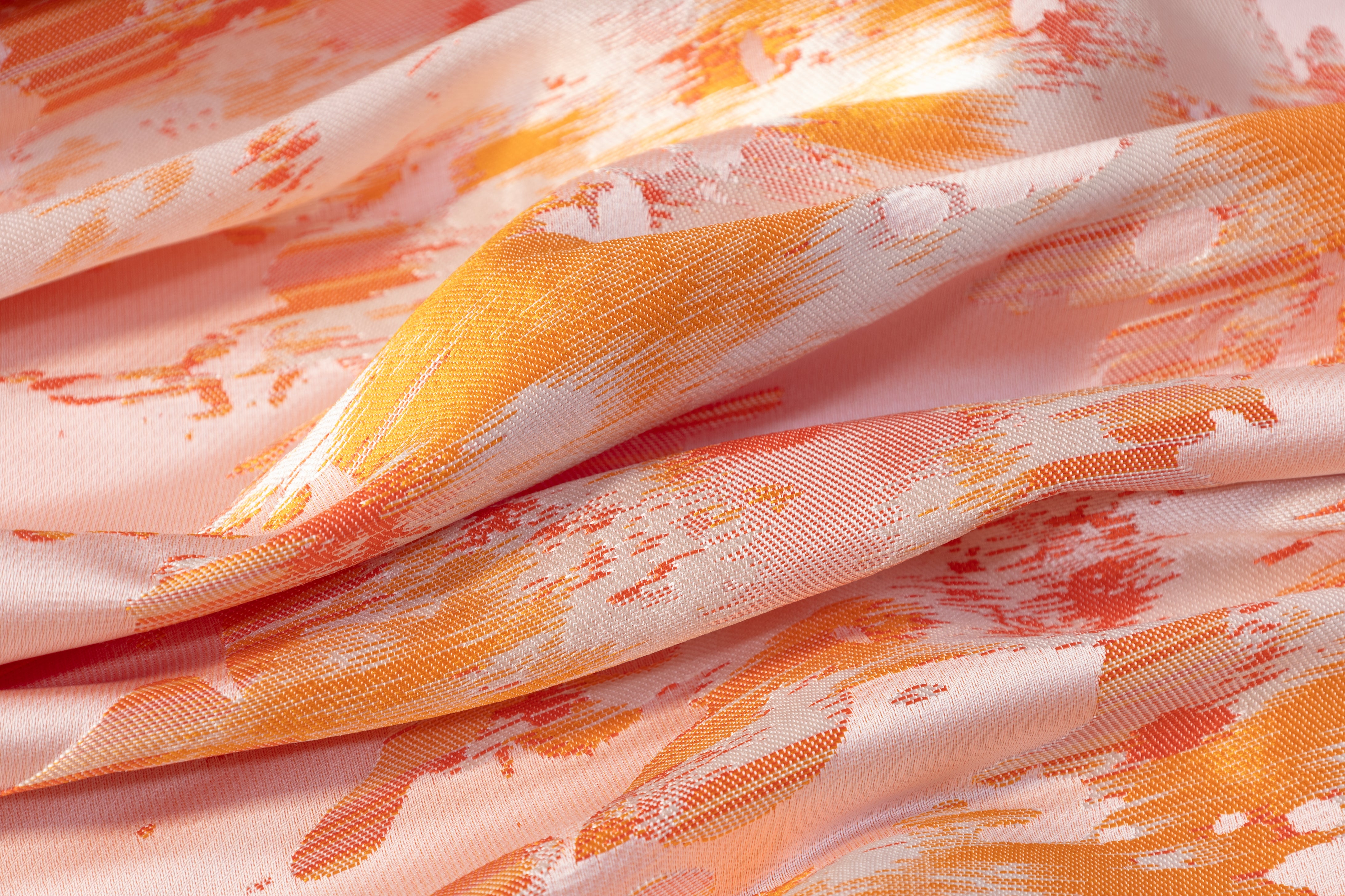 Abstract Italian Satin Brocade - Orange