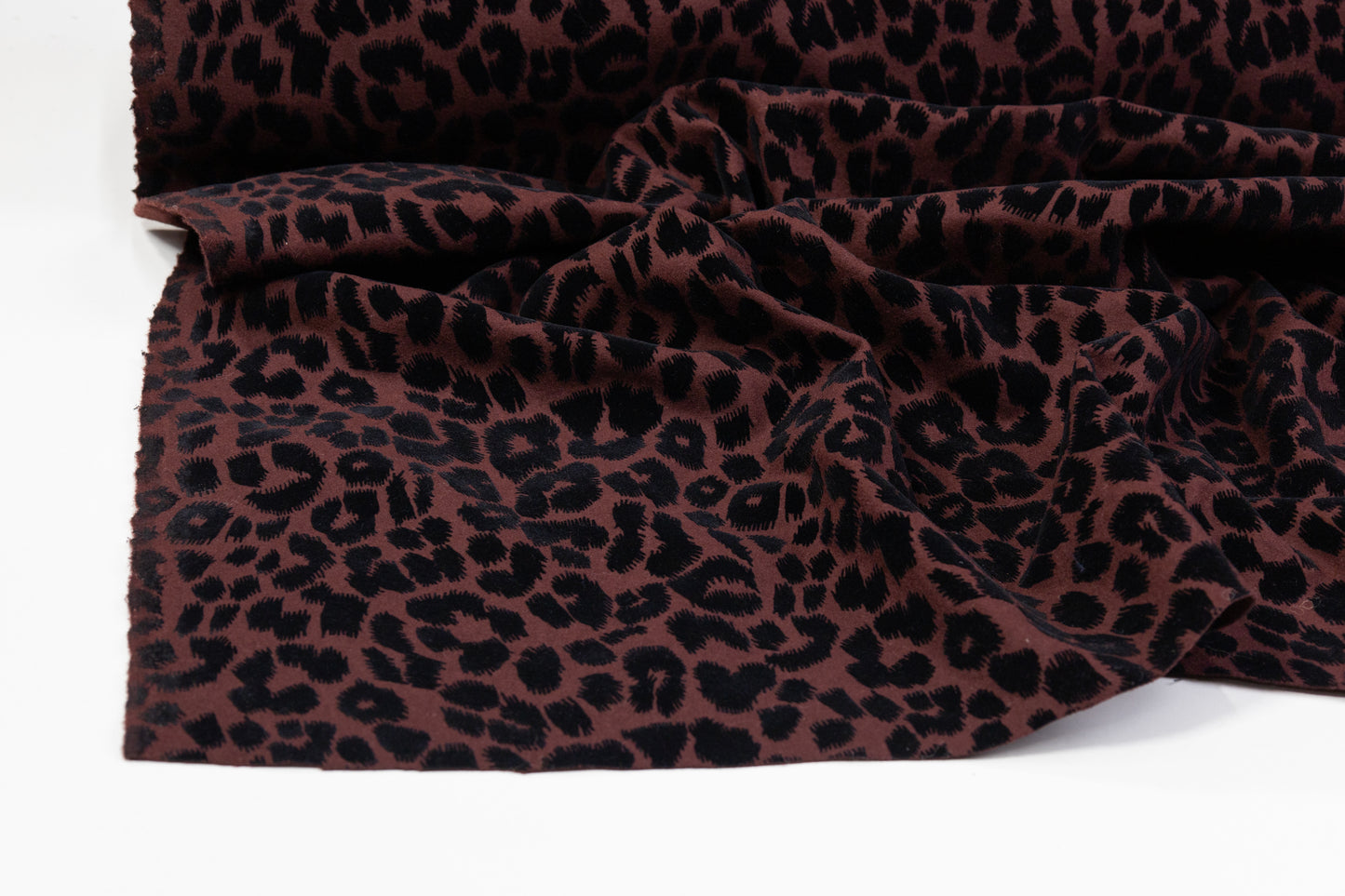 Double Faced Italian Wool with Cheetah Flocking - Wine