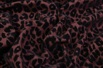 Double Faced Italian Wool with Cheetah Flocking - Wine