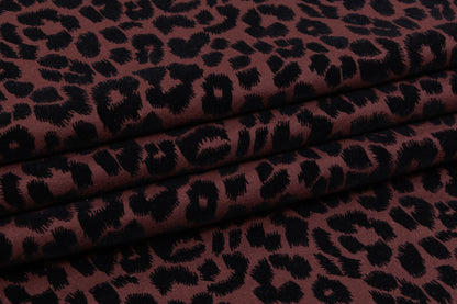 Double Faced Italian Wool with Cheetah Flocking - Wine