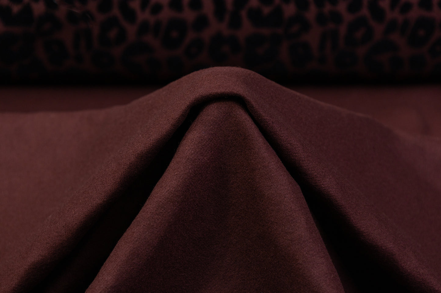 Double Faced Italian Wool with Cheetah Flocking - Wine