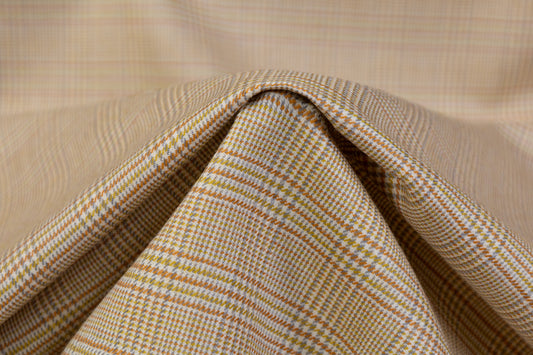 Glen Check Italian Wool Suiting - Beige