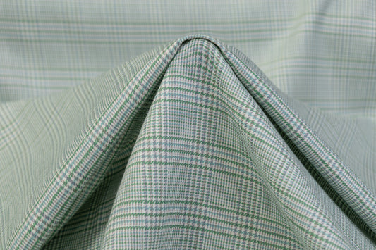 Glen Check Italian Wool Suiting - Green