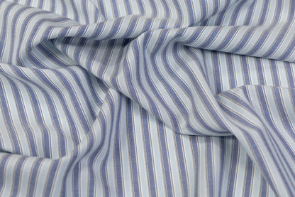 Striped Italian Wool Suiting - Blue