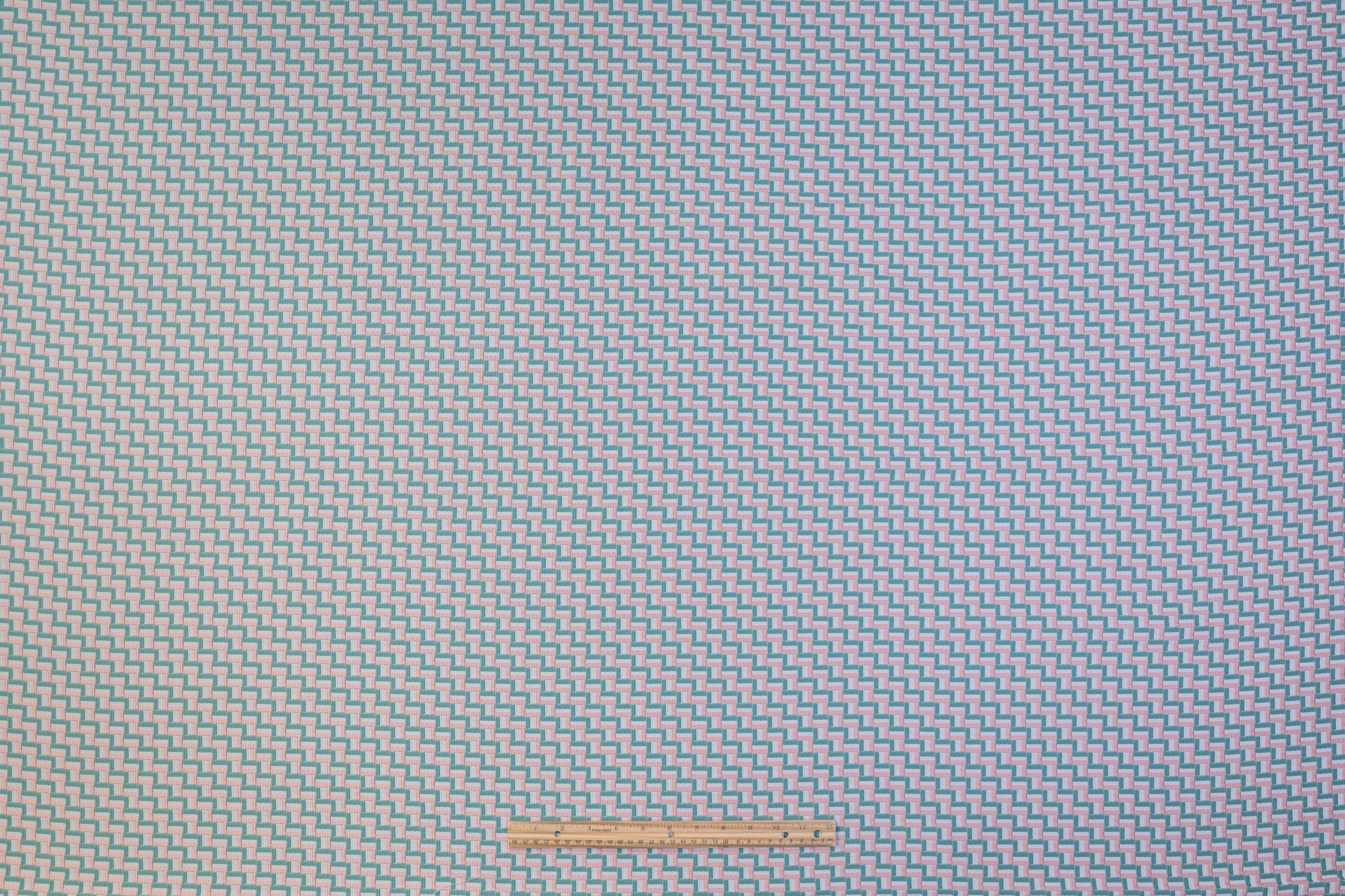 Geometric Italian Brocade - Pink / Green / White