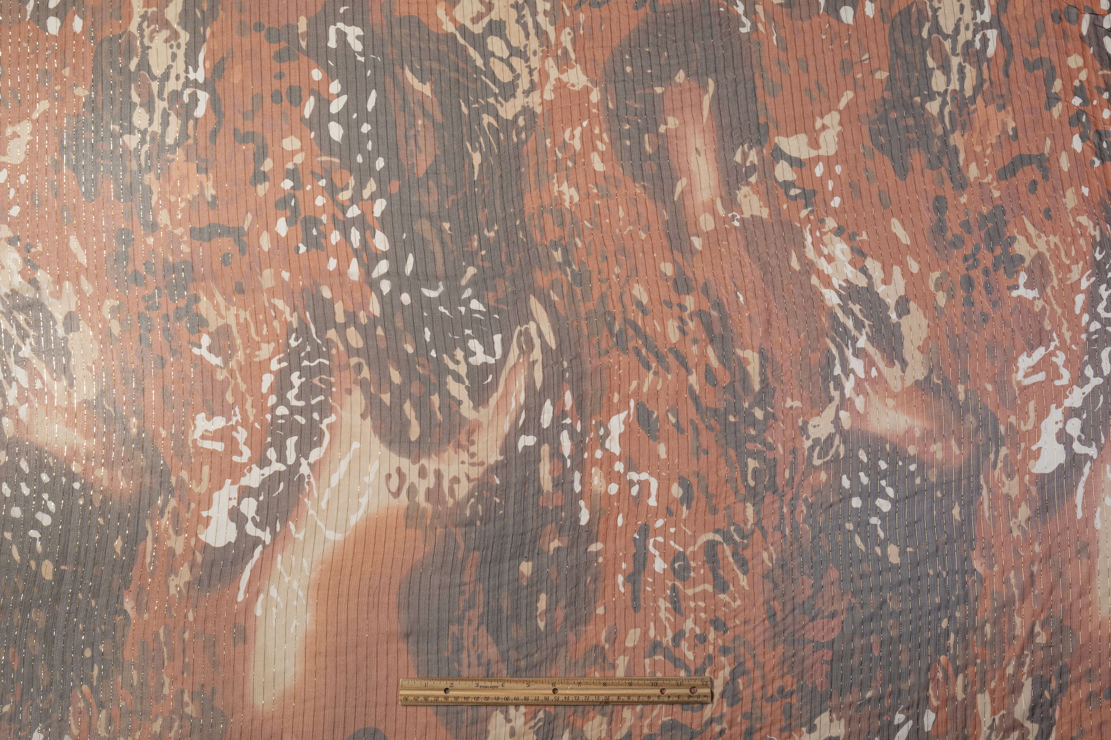 Metallic Striped Silk Chiffon - Brown / Gold