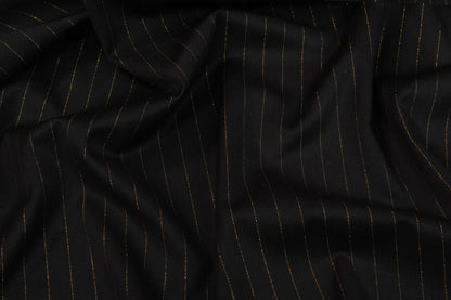 Metallic Pin Striped Italian Suiting - Black / Gold