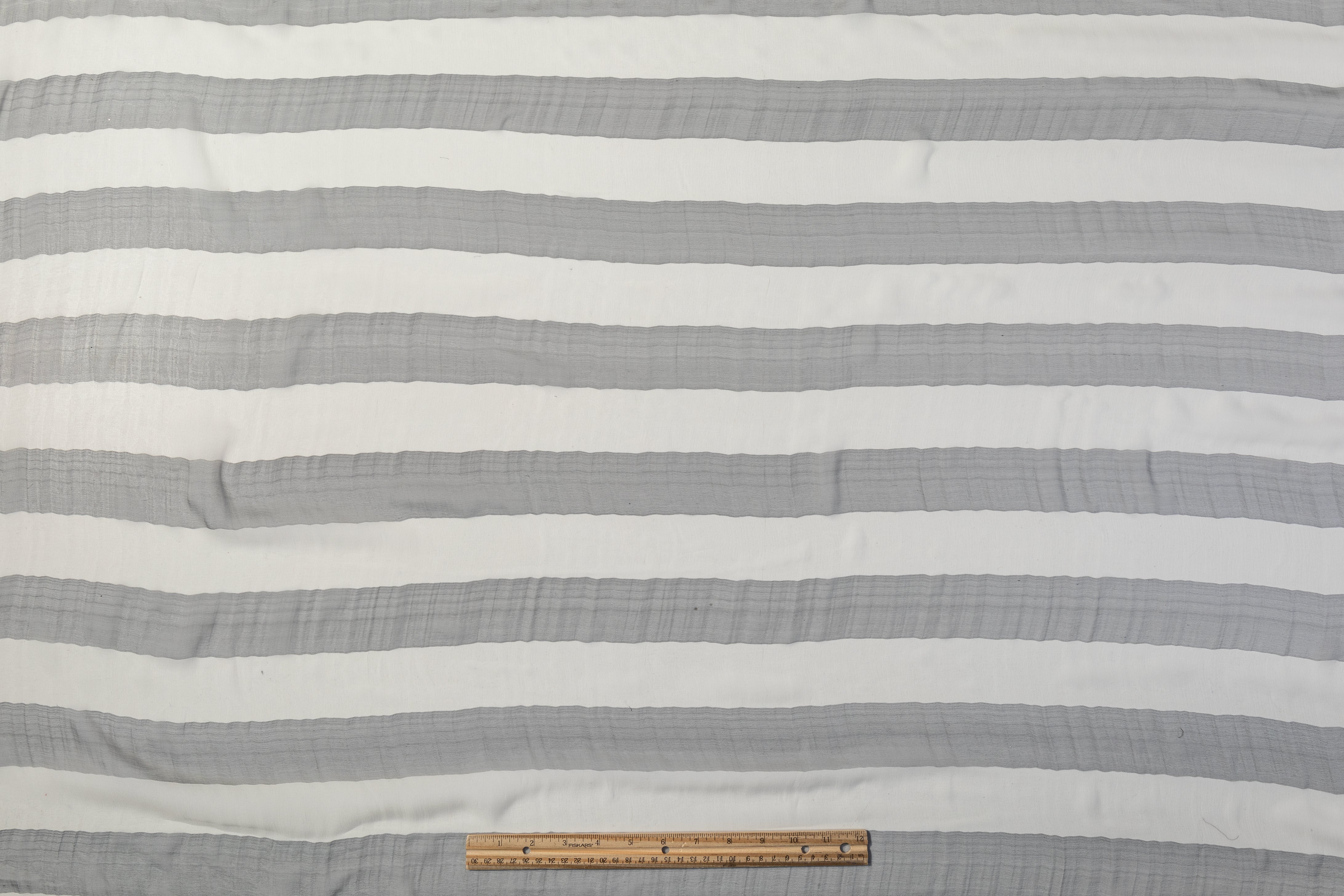Striped Silk Chiffon - Gray / White