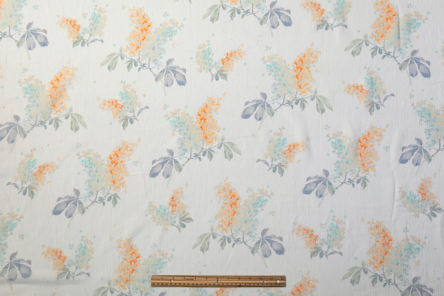 Floral Crinkled Silk Viscose Chiffon - White