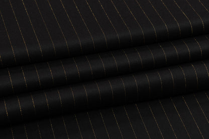 Metallic Pin Striped Italian Suiting - Black / Gold