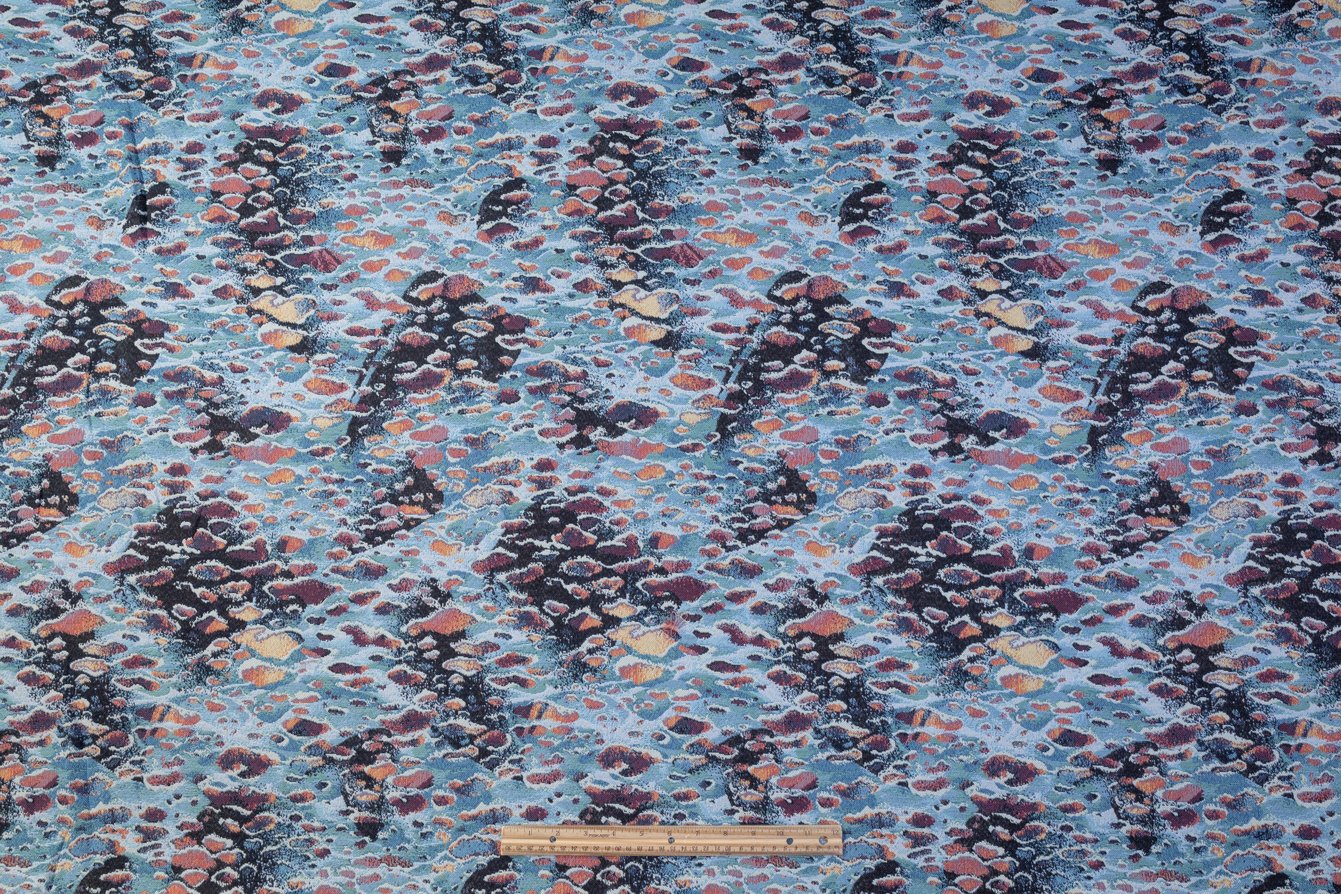 Abstract Tapestry Style Italian Brocade - Blue / Green
