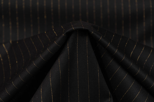 Metallic Pin Striped Italian Suiting - Black / Gold