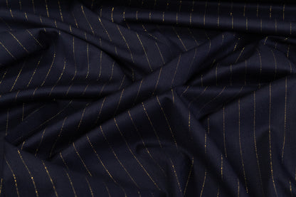 Metallic Pin Striped Italian Suiting - Navy / Gold