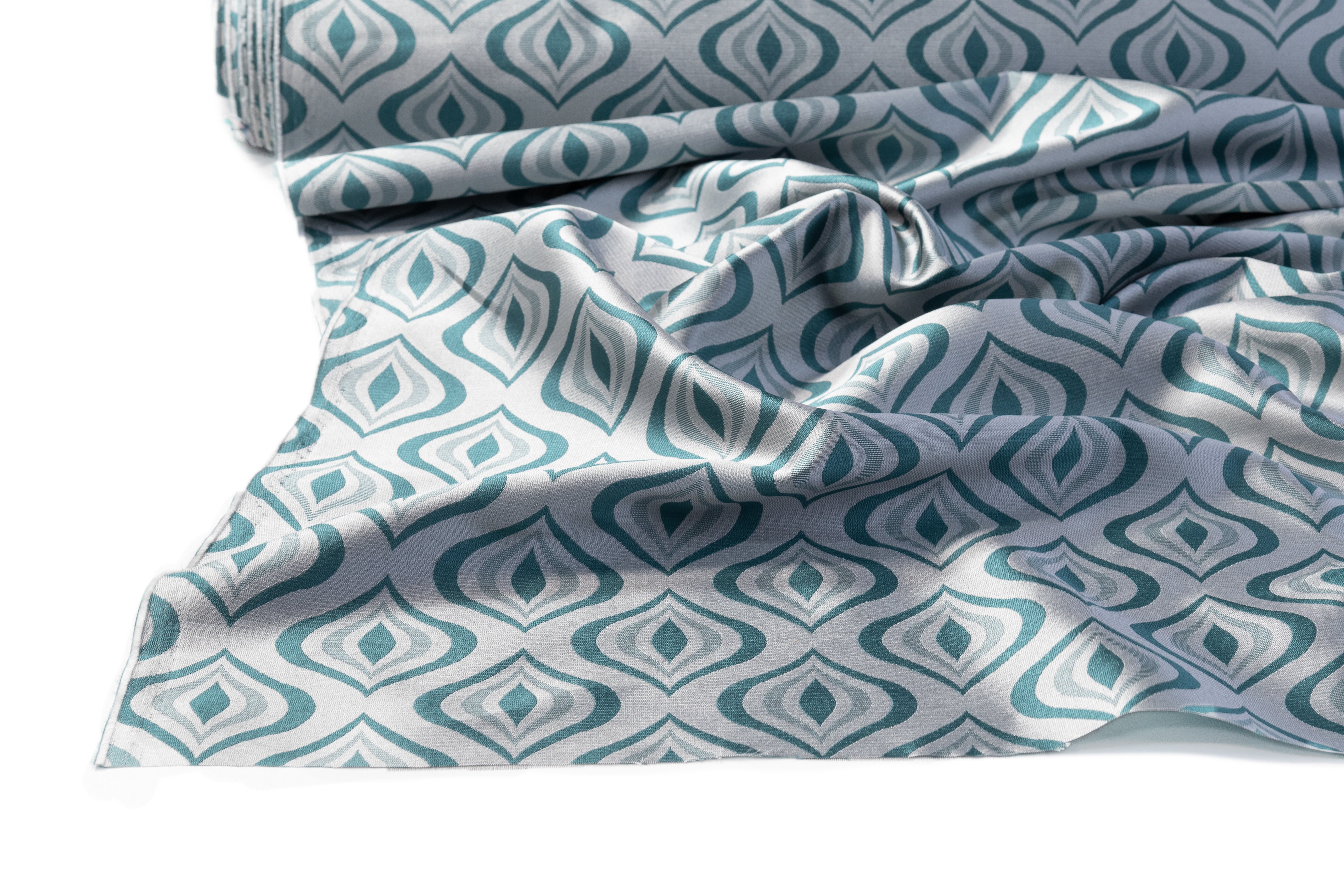 Retro Italian Brocade - Teal Blue / Gray