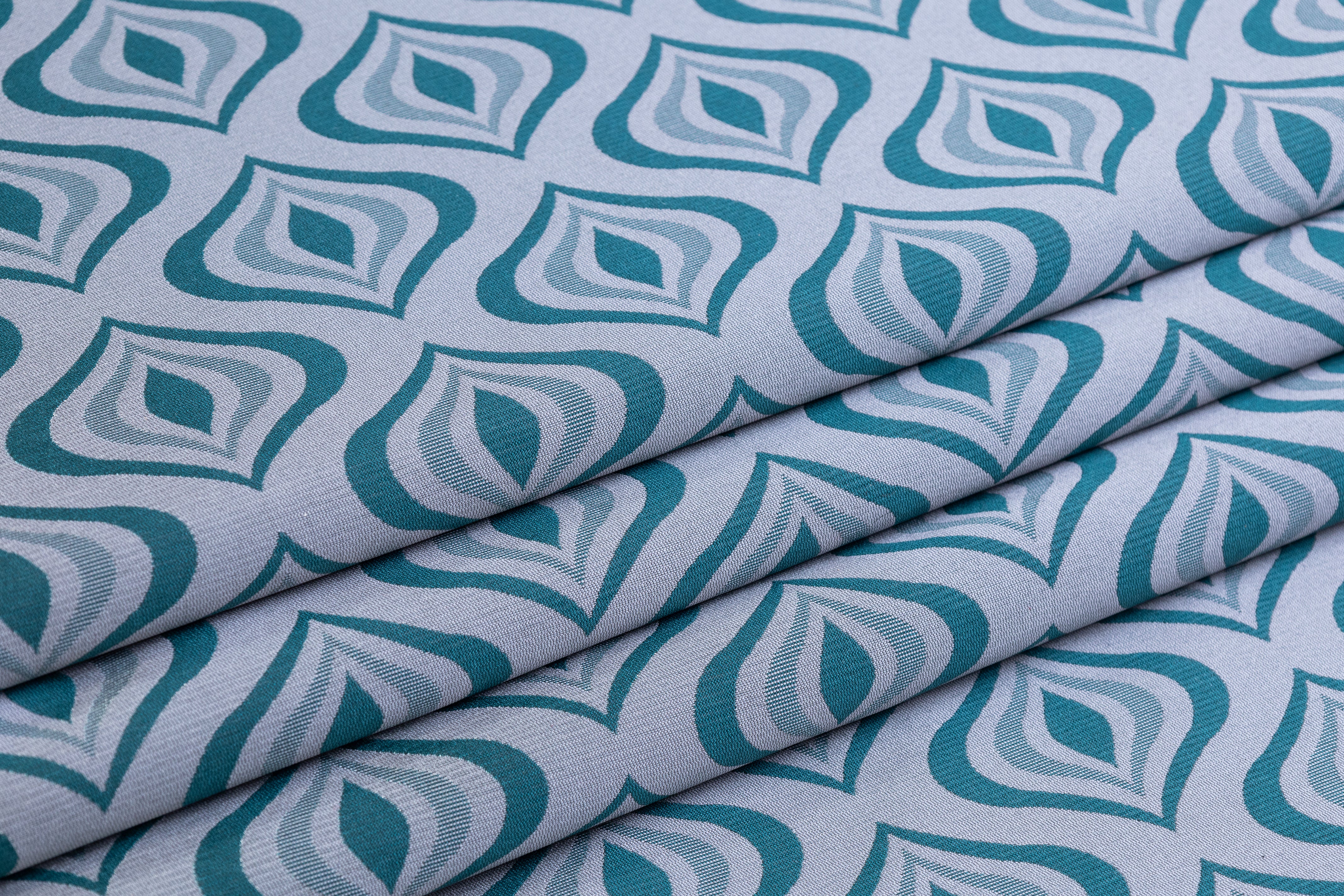 Retro Italian Brocade - Teal Blue / Gray