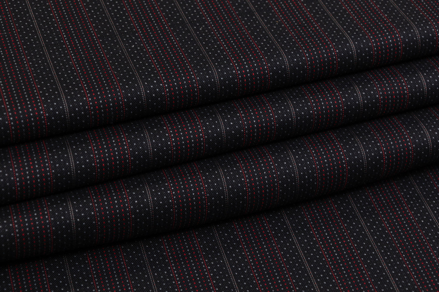 Embroidered Italian Wool Suiting - Black / Red
