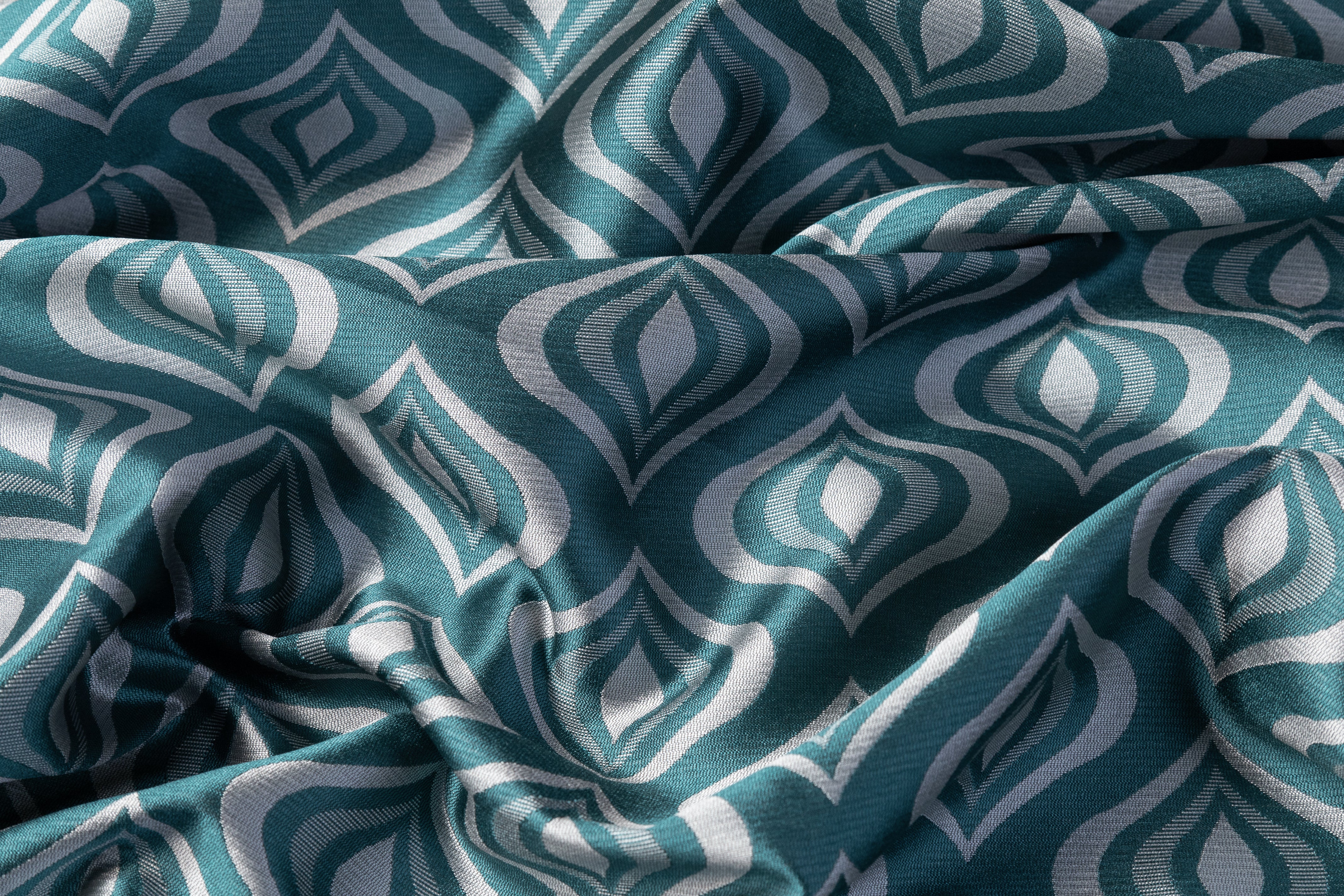 Retro Italian Brocade - Teal Blue / Gray