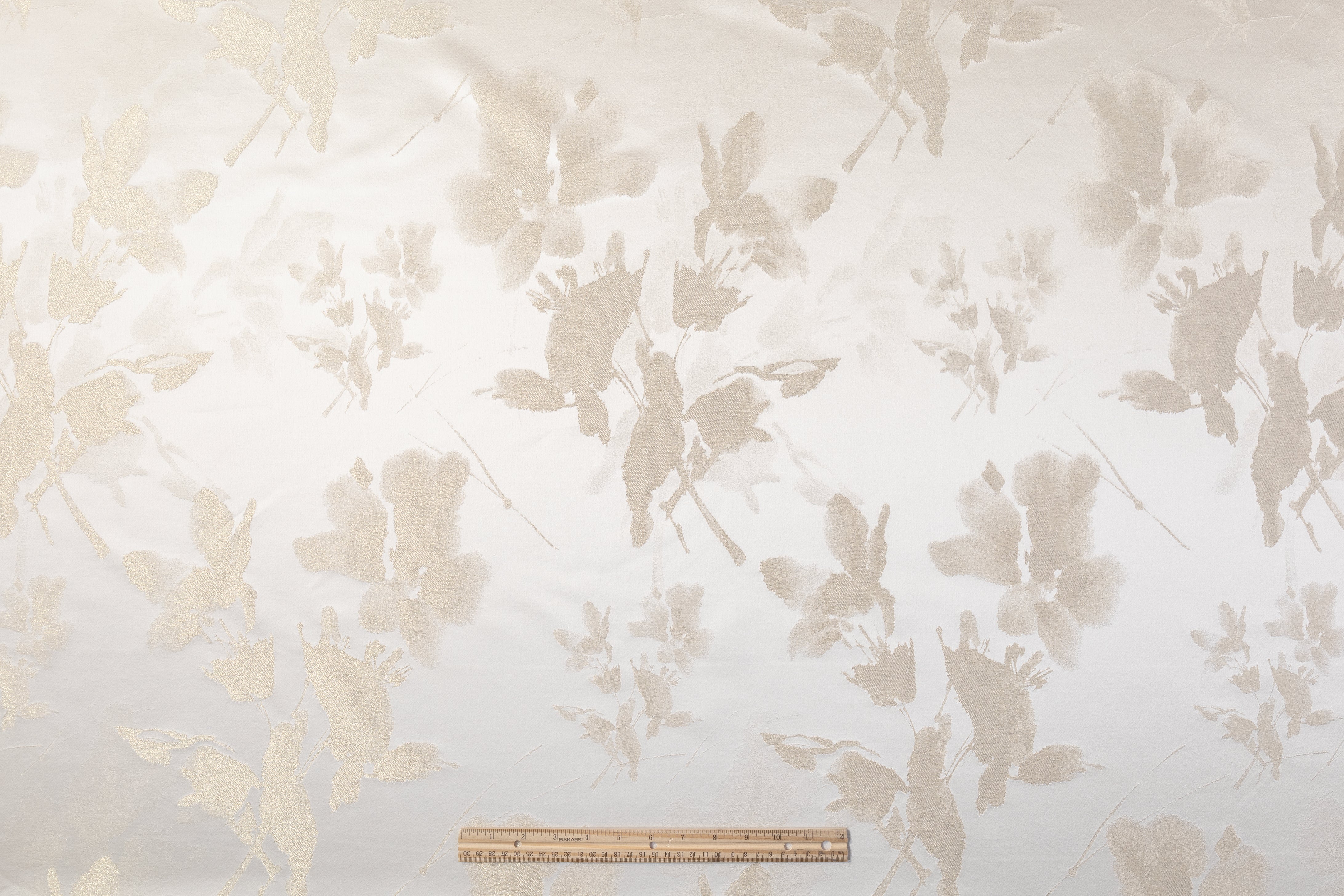Floral Metallic Italian Satin Brocade - Champagne