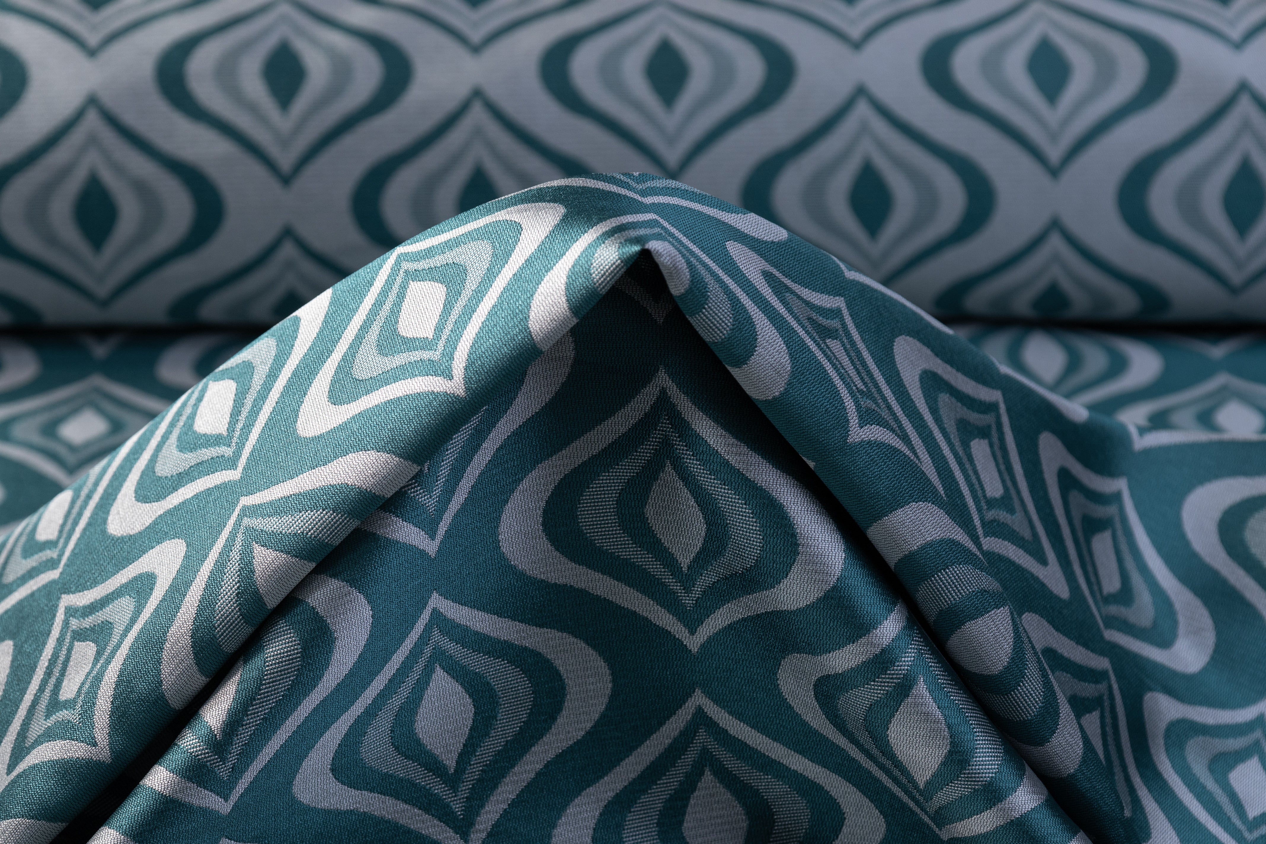 Retro Italian Brocade - Teal Blue / Gray