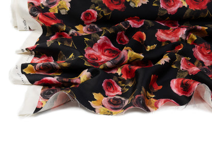 Emanuel Ungaro - Floral Printed Silk Wool Blend - Black / Red