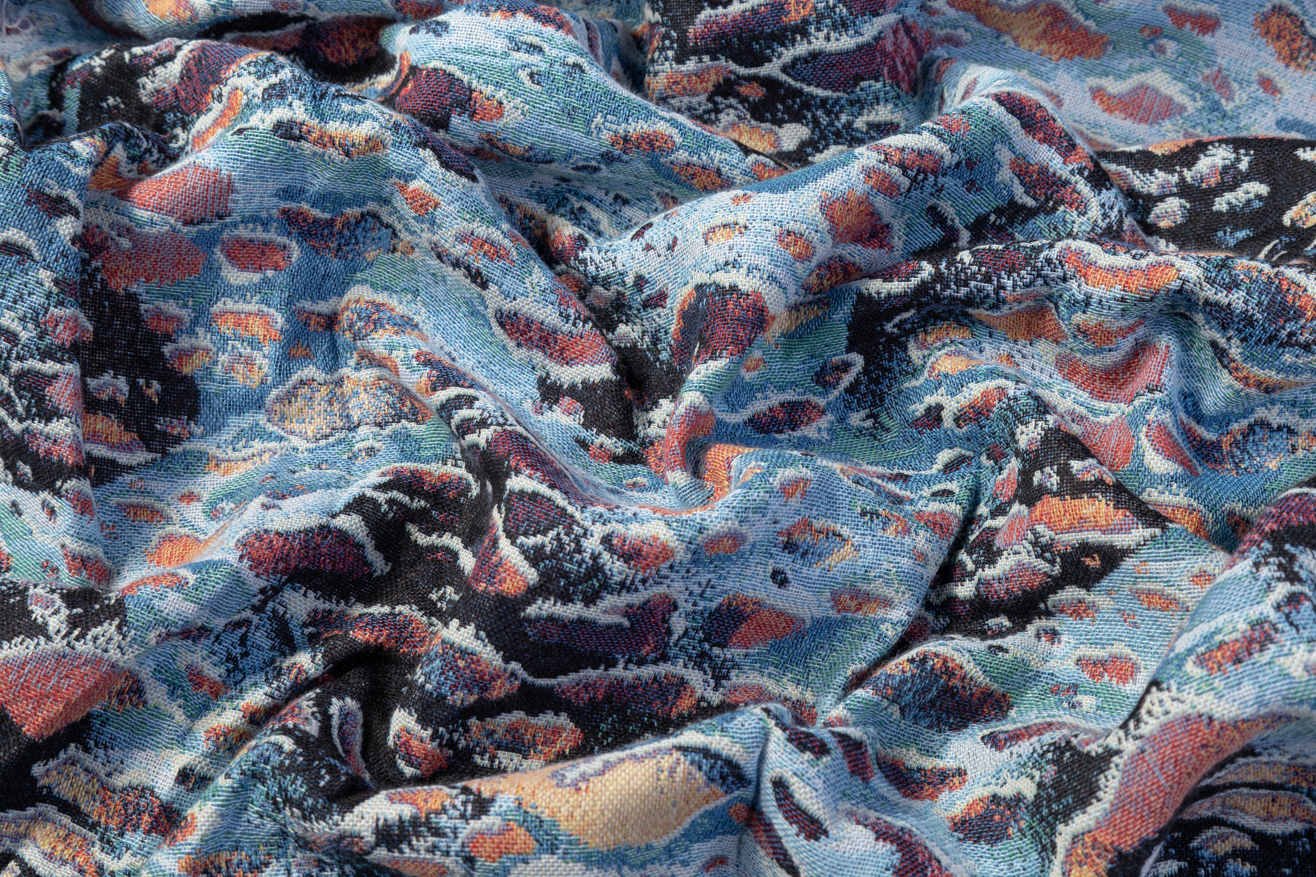 Abstract Tapestry Style Italian Brocade - Blue / Green