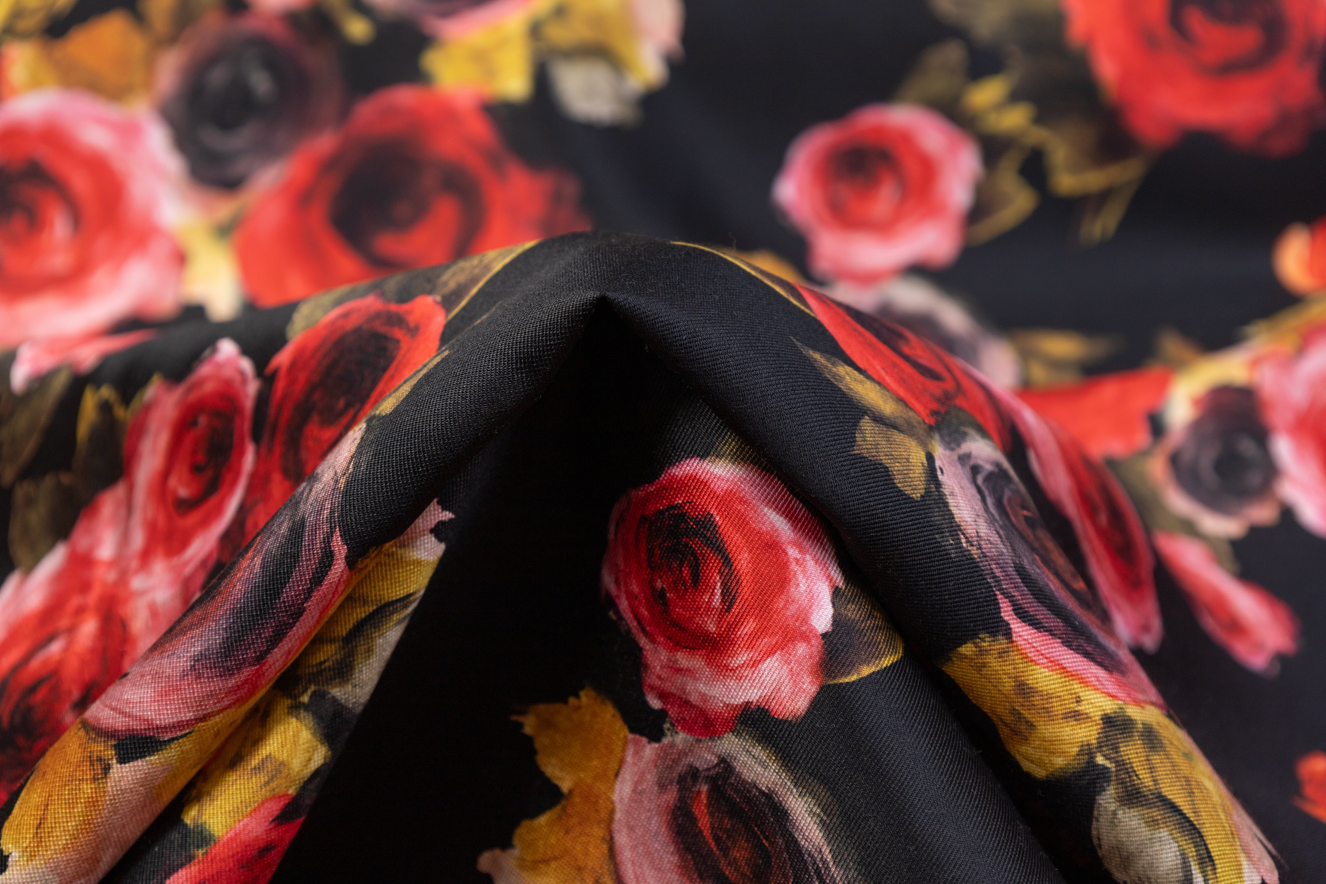 Emanuel Ungaro - Floral Printed Silk and Wool Mikado - Black / Red