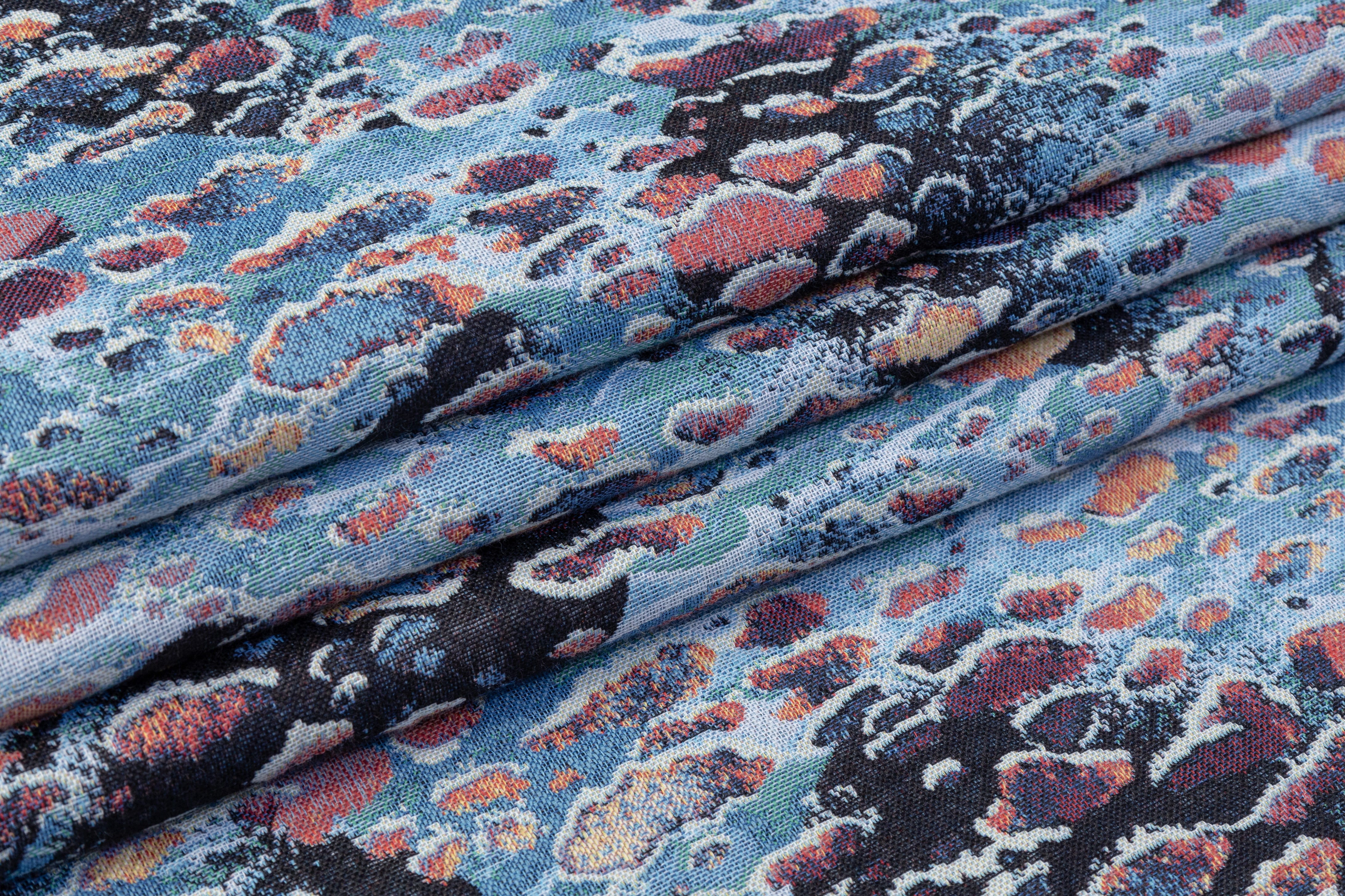 Abstract Tapestry Style Italian Brocade - Blue / Green