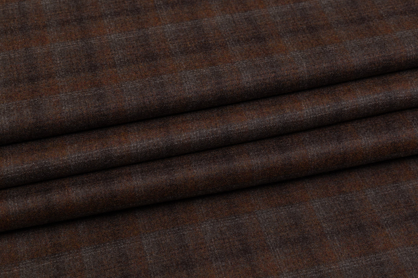 Checked Italian Flannel Wool Suiting - Brown