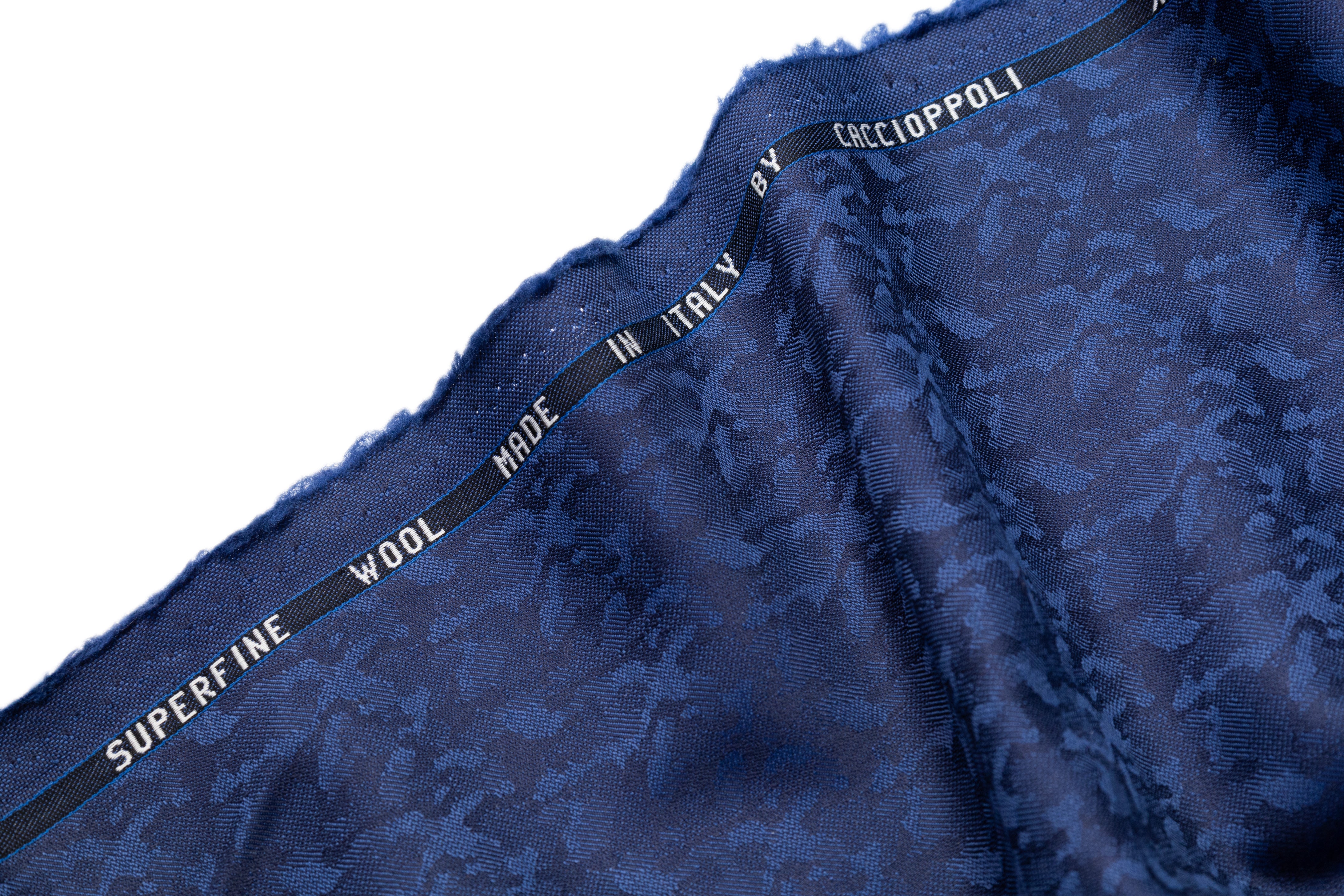 Caccioppoli - Camouflage Superfine Italian Wool Suiting - Blue