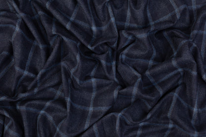 Fordam - Royal Flannel Wool and Cashmere Suiting - Navy Blue