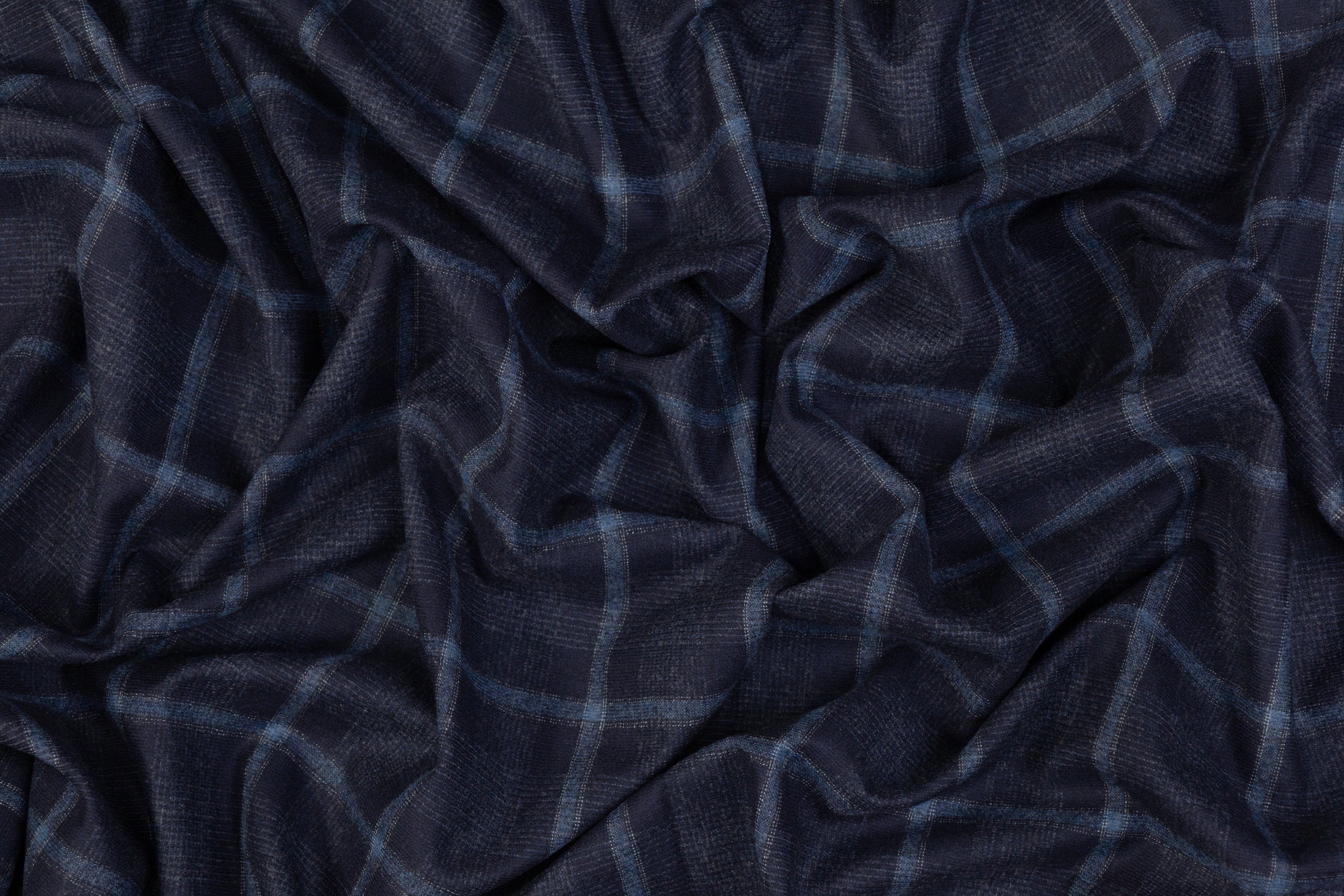 Fordam - Royal Flannel Wool and Cashmere Suiting - Navy Blue