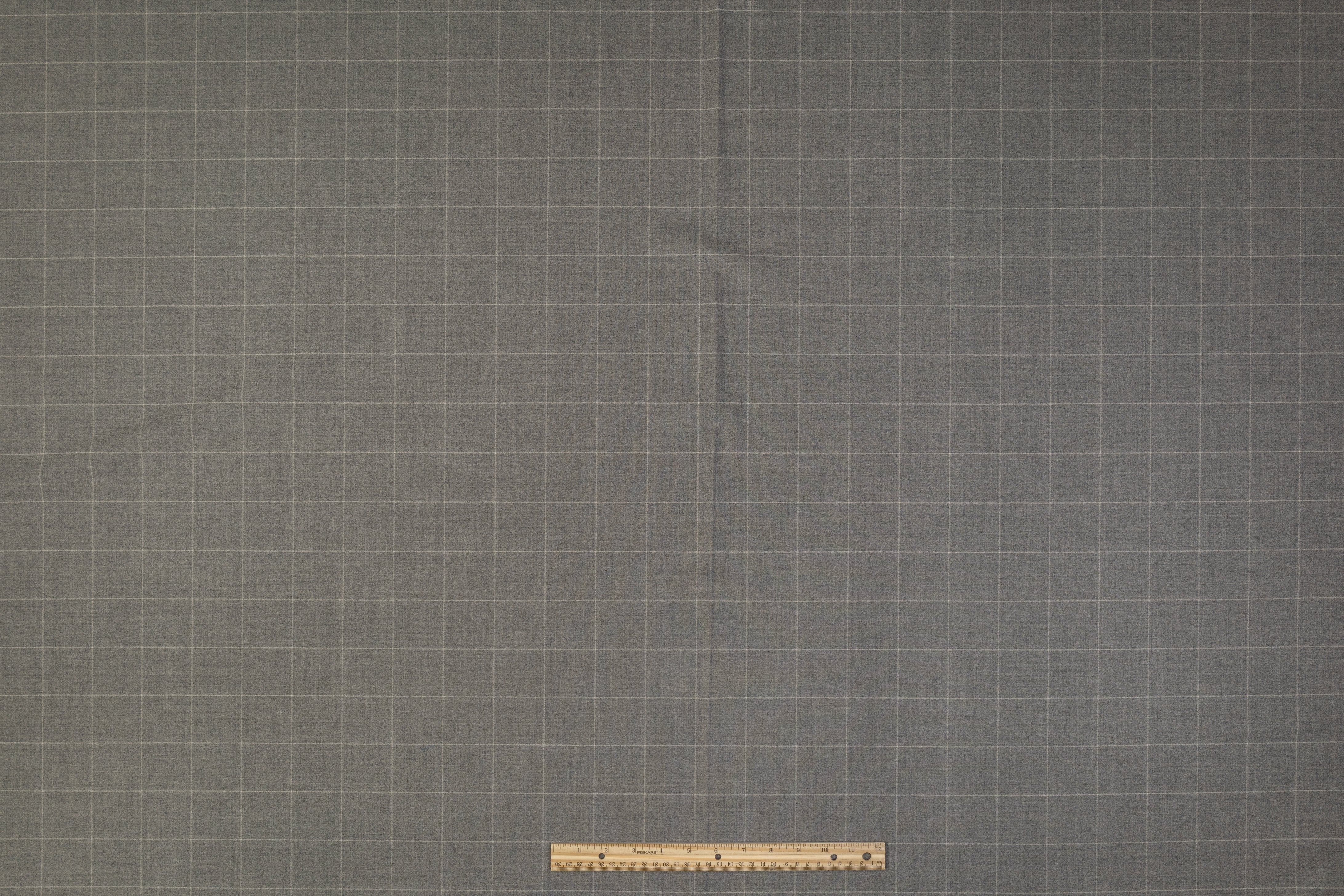 Windowpane Italian Wool Suiting - Gray