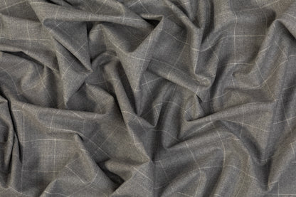 Windowpane Italian Wool Suiting - Gray