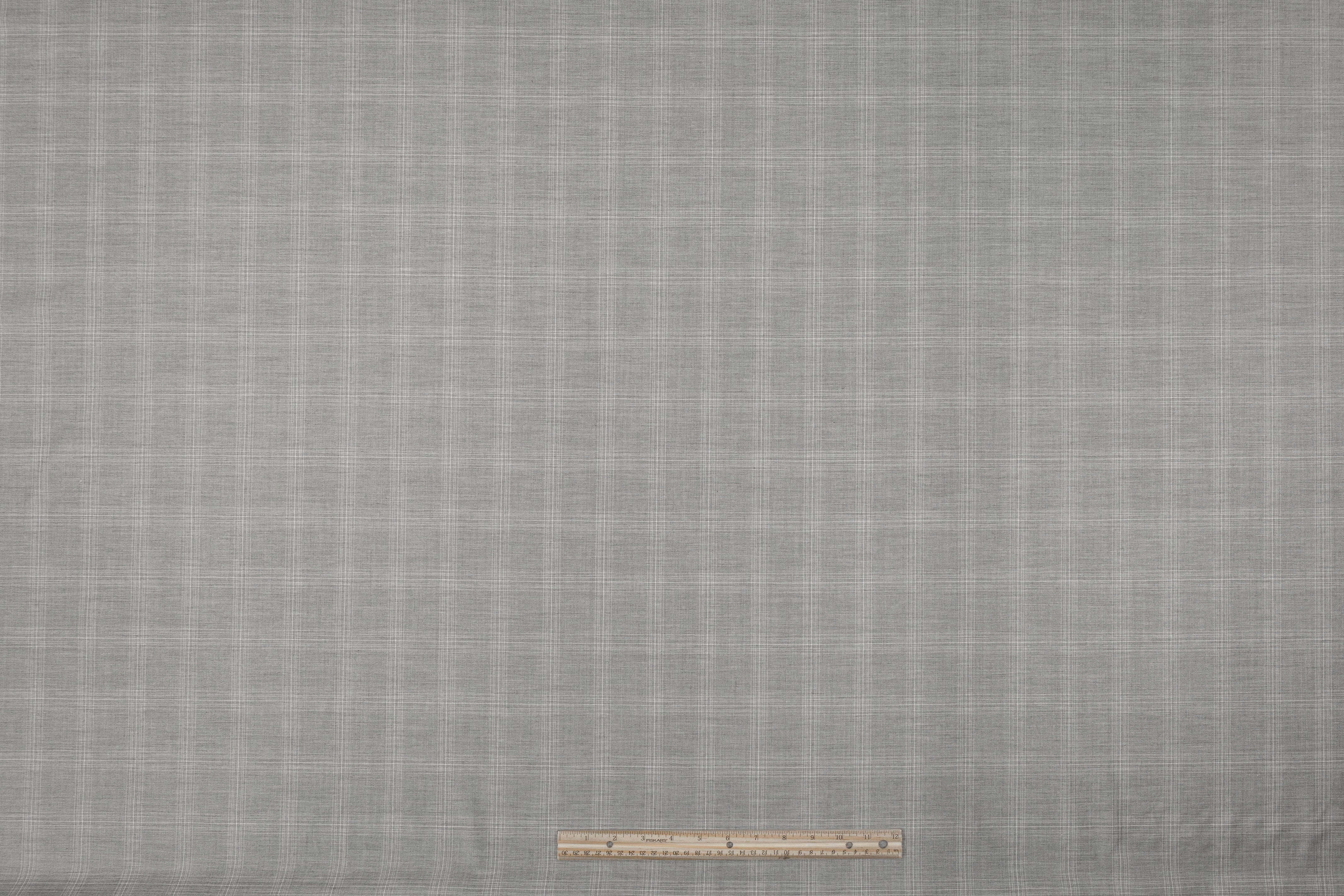 Checked Italian Wool Suiting - Gray