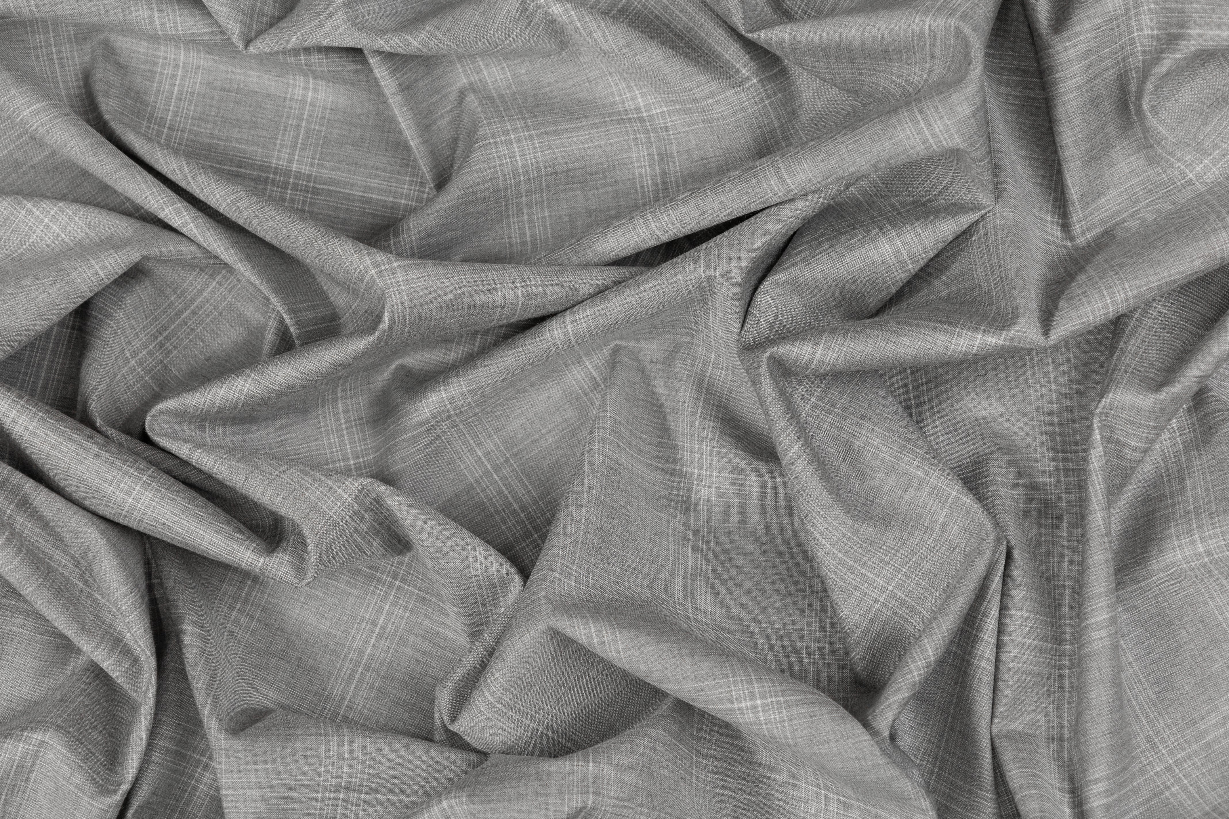 Checked Italian Wool Suiting - Gray