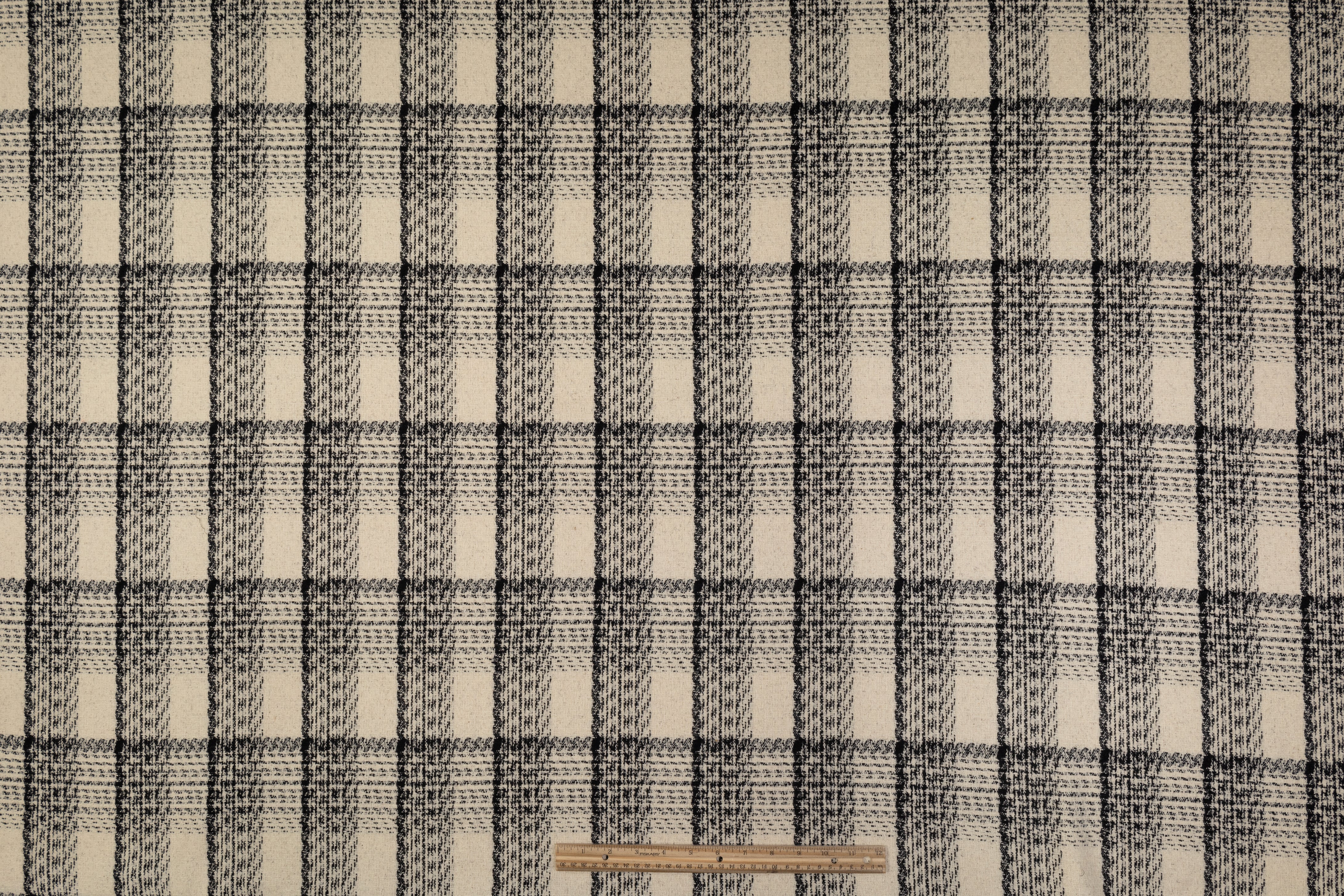Checked Italian Wool Tweed - Off White / Black