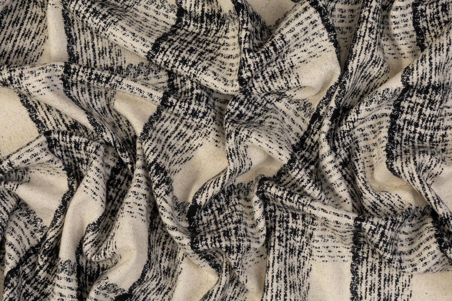 Checked Italian Wool Tweed - Off White / Black
