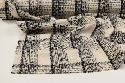 Checked Italian Wool Tweed - Off White / Black