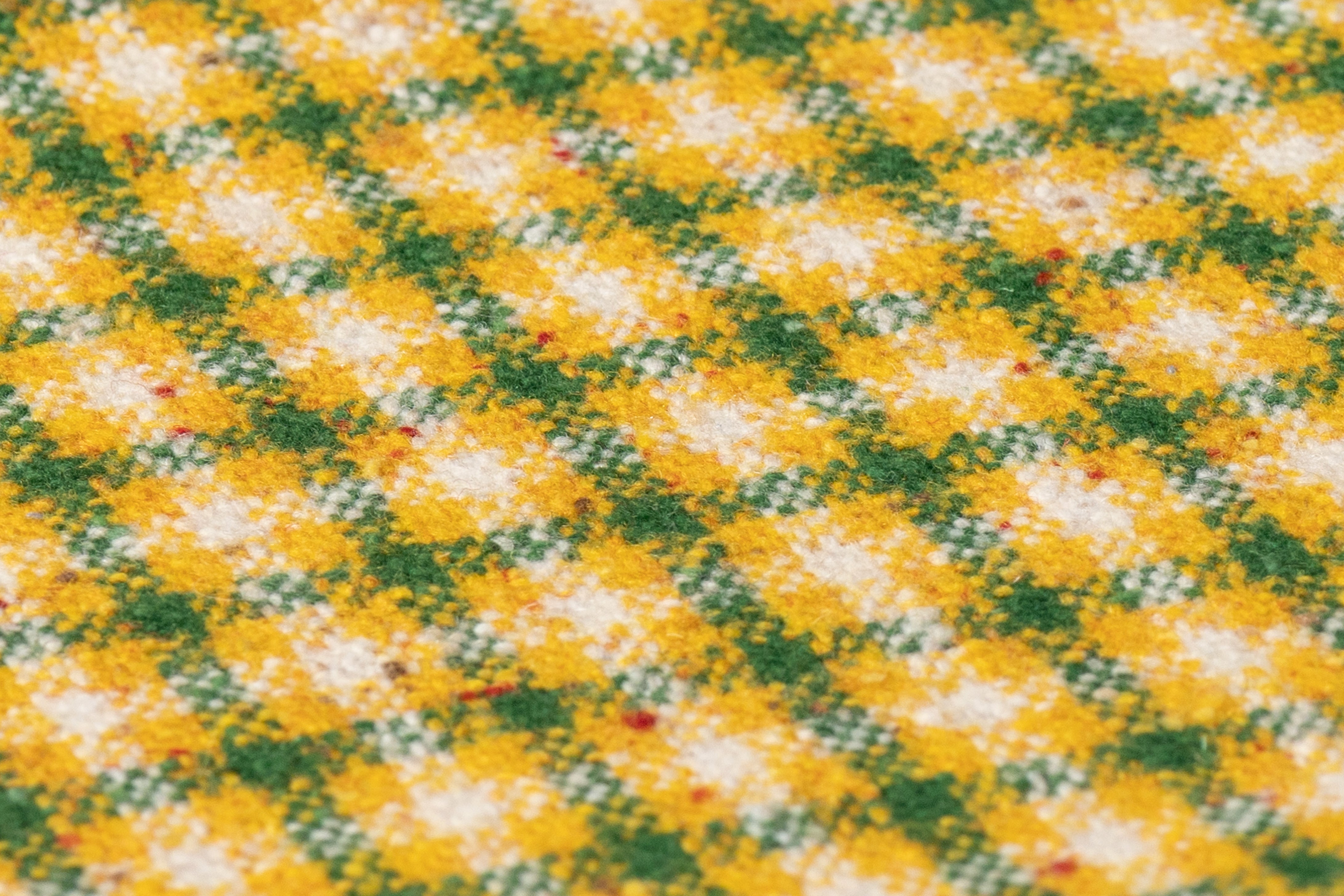 Fused Italian Wool Tweed Coating - Yellow / Green