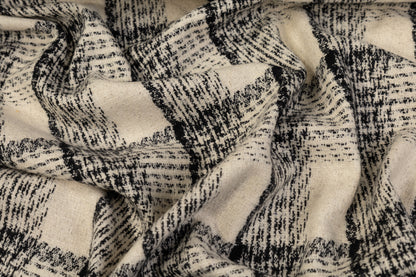 Checked Italian Wool Tweed - Off White / Black