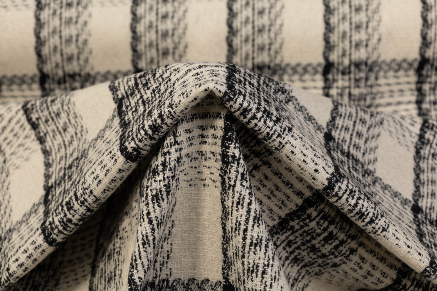 Checked Italian Wool Tweed - Off White / Black