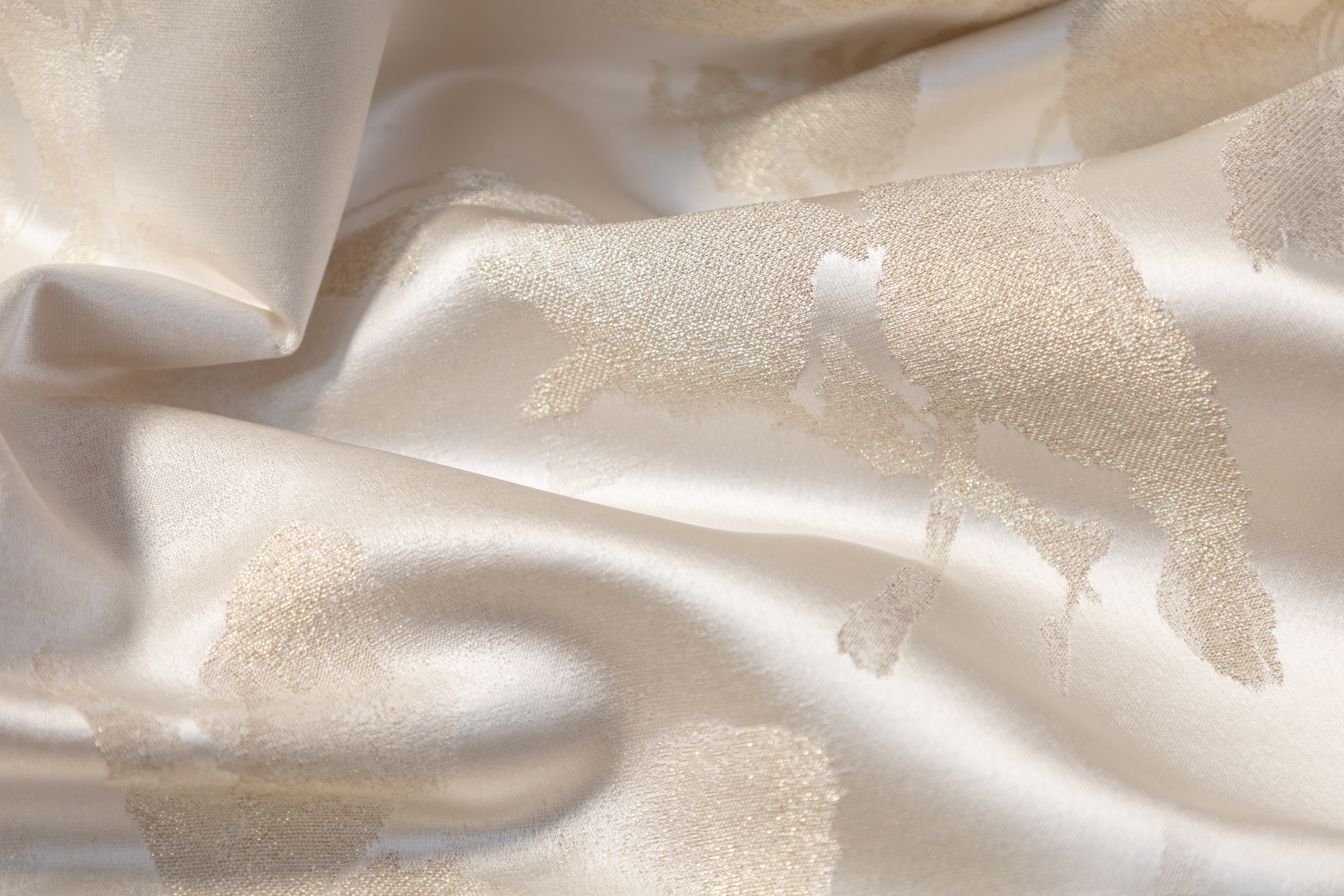 Floral Metallic Italian Satin Brocade - Champagne