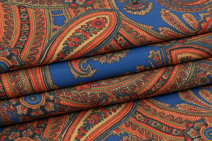Etro - Paisley Printed Wool Tricotine - Orange / Blue