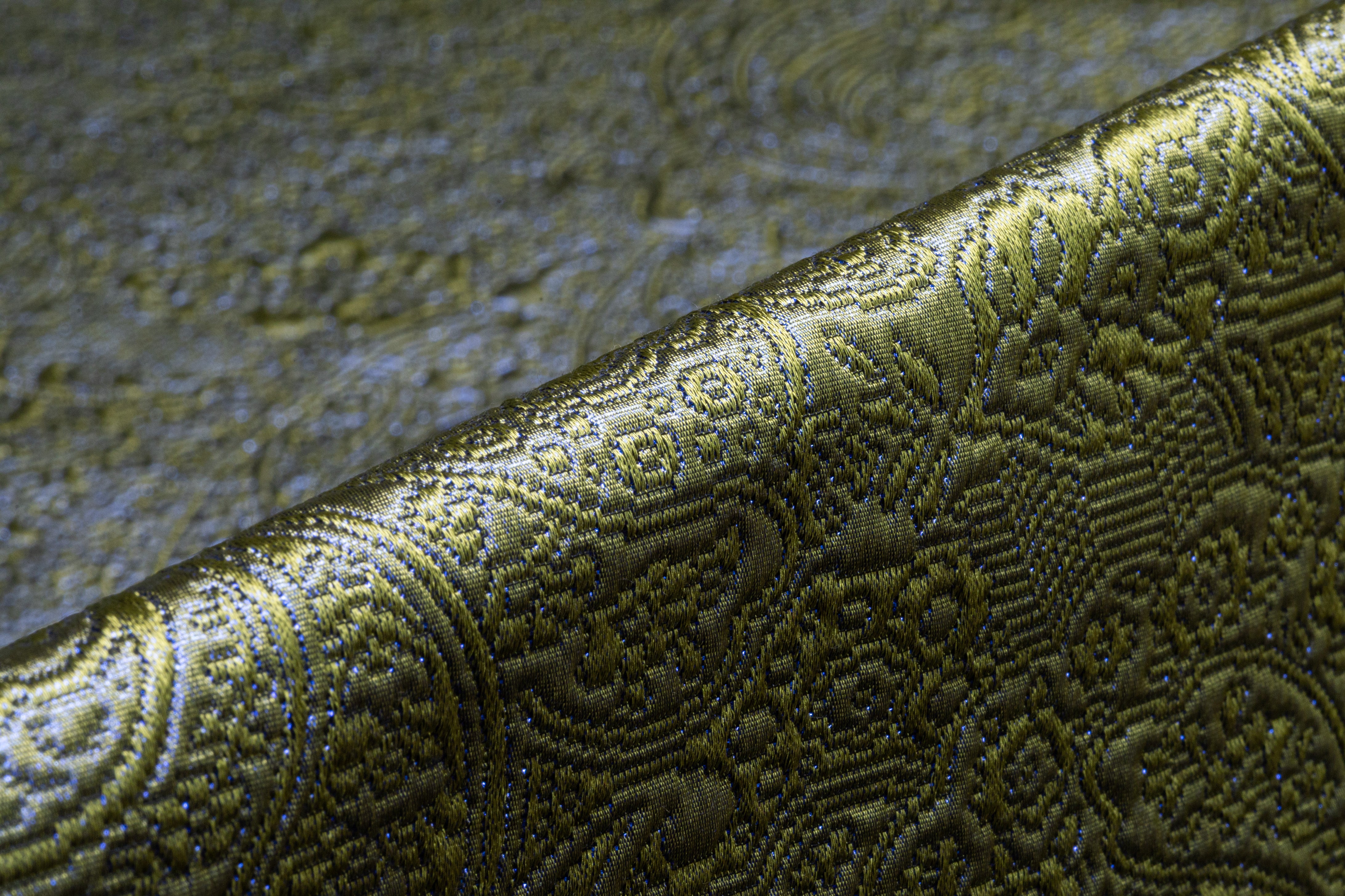 Iridescent Paisley Italian Matelassé Brocade - Blue / Green